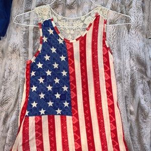 American Flag Crochet Detailing Tank